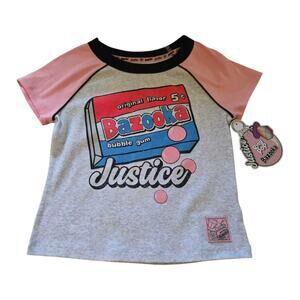 Bazooka Ring Pop Justice Crop Top Raglan Baby Tee Girl SZ M